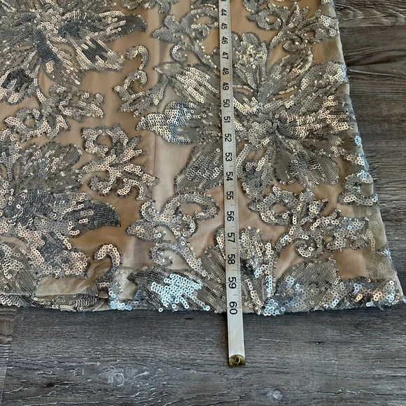 NWT Badgley Mischka Silver and Cream Formal Dress - Picture 15 of 16